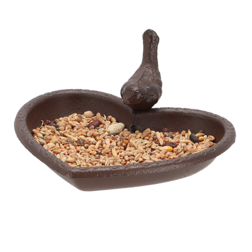 Bird Feeder/Bath - Cast Iron Heart 17cm (Set of 2)