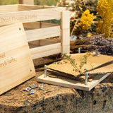 Dried Flower Press Set of 4 made from pinewood, features screws, fiberboard layers for easy, natural flower preservation.