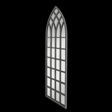 Gothic-style outdoor mirror (140cm) resembling a church window, ideal for enhancing garden aesthetics and creating visual depth.