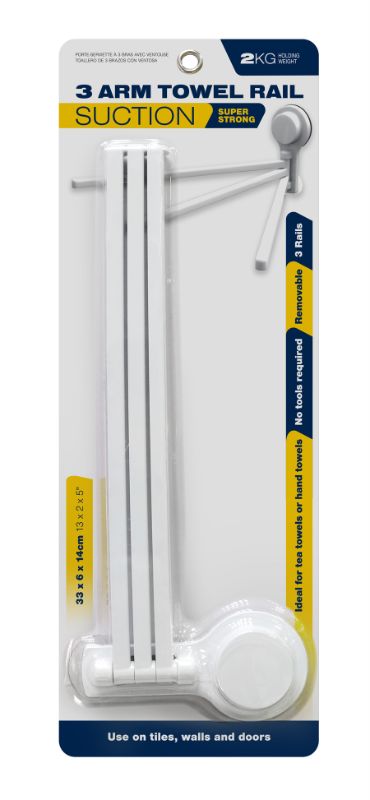 TOWEL RAIL - 3 ARM WITH SUCTION
