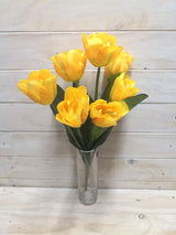 Large yellow artificial tulip bush with vibrant blooms, perfect for enhancing decor in any space without maintenance.