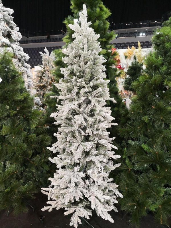 Christmas Tree â€“ 7.5 PE & PVC Snowy Glitter Slim Tree with Light