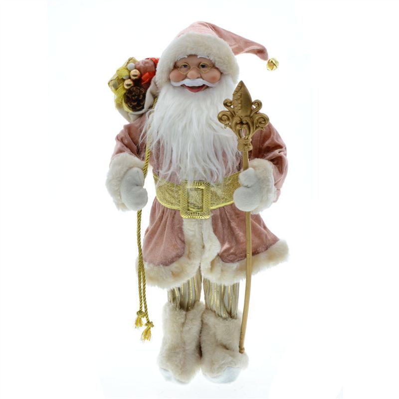 60cm standing Velvet Santa figure in red and white, featuring intricate details for festive holiday decor.