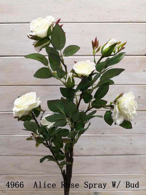 Rose – Alice Rose Spray with Buds x 7  White