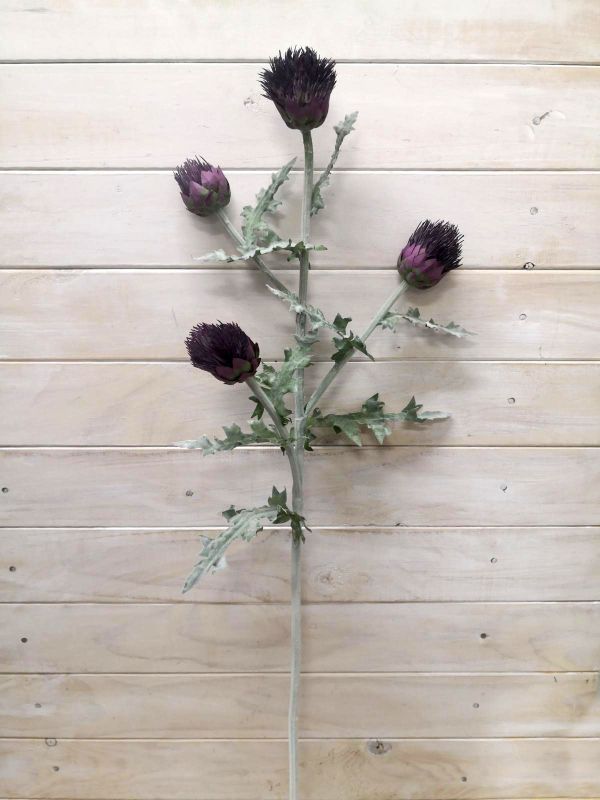Lifelike Purple Irish Thistle artificial flower, perfect for vibrant decor, wedding bouquets, and low-light areas.