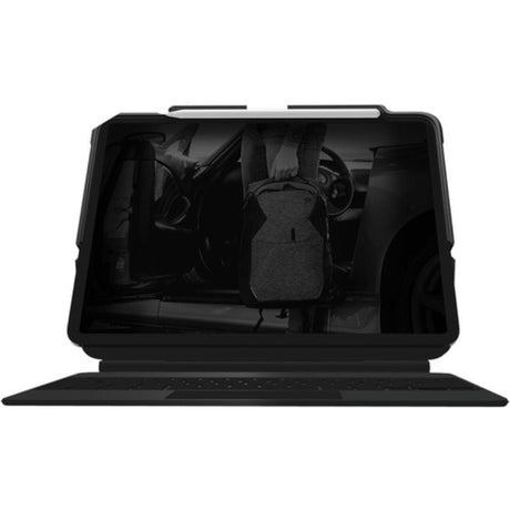 STM Goods Dux Rugged Case for 12.9" iPad Pro, black, bump-resistant with Apple Pencil storage and military-grade drop protection.