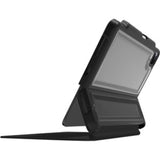 Black STM Goods Dux Rugged Folio Case for 12.9" iPad Pro, offering military-grade protection and Apple Pencil storage.