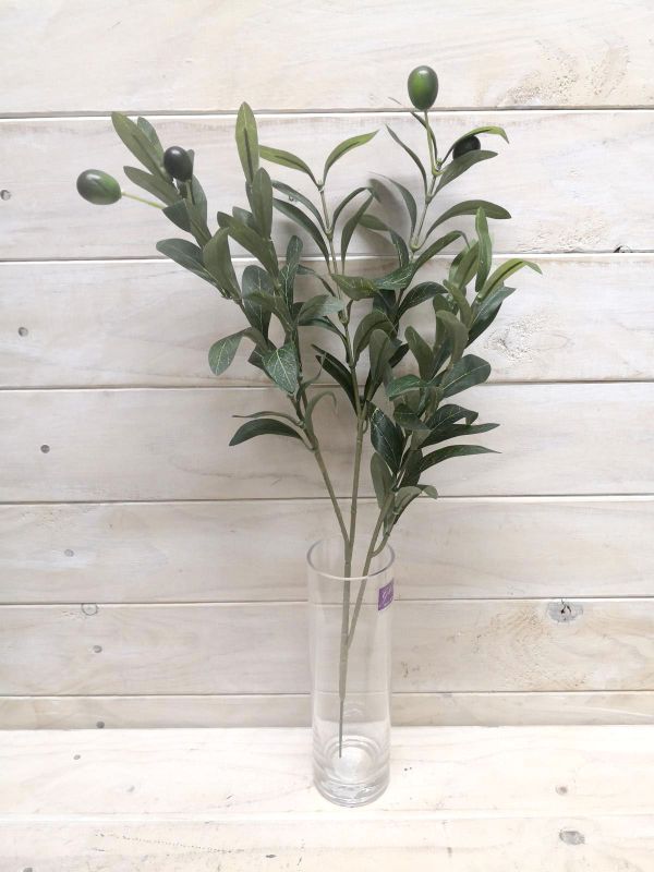Lifelike olive spray with vibrant green olives, perfect for enhancing home decor without maintenance.