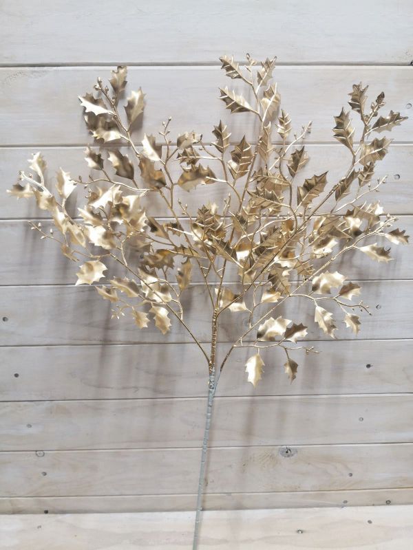 Gold – 70cmGold Holly Leaf Spray  Silver