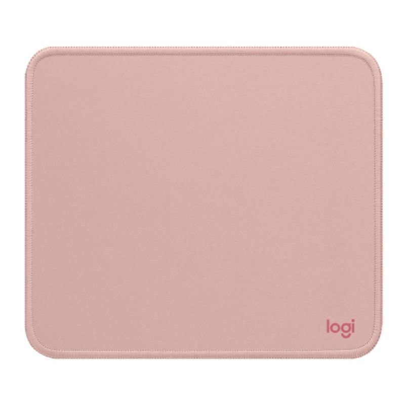 Logitech Studio Series Mouse Pad in Dark Rose, 200mm x 230mm, with soft surface, anti-slip base, and spill-resistant design.