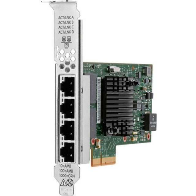 HPE Broadcom BCM5719 1Gb 4-port Ethernet adapter for Gen10 Plus servers, enhancing networking with 128 MB/s speed and security features.