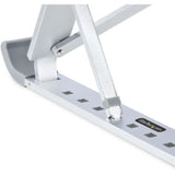 Foldable ergonomic laptop stand with adjustable height, durable aluminum, supports up to 22 lbs, ideal for better posture.