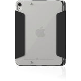 Sleek black STM Studio case for iPad 10th Gen, featuring multi-position stand and precise cutouts for full functionality.