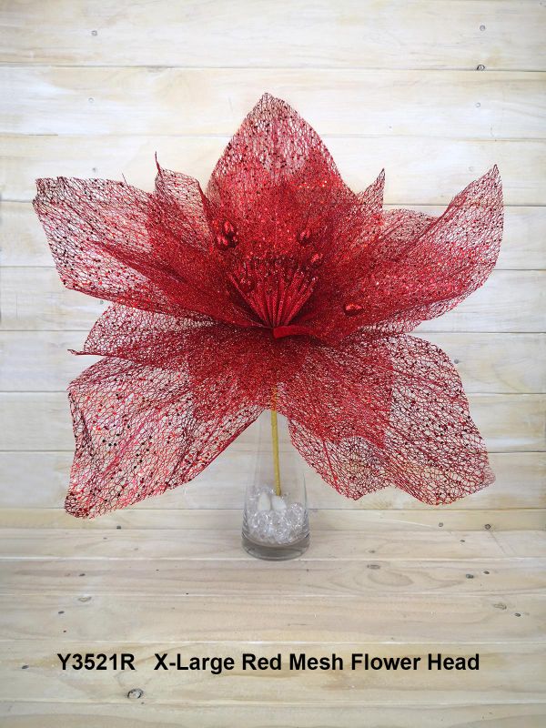 Flower-50cmMesh Flower X-Large  Silver