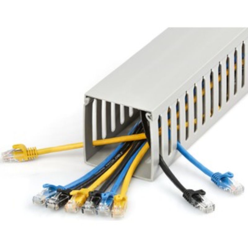 Startech Open Slot Cable Management Raceway with Cover, 6.5ft long, 3x3in, features 1/4in slots for up to 200 cables.