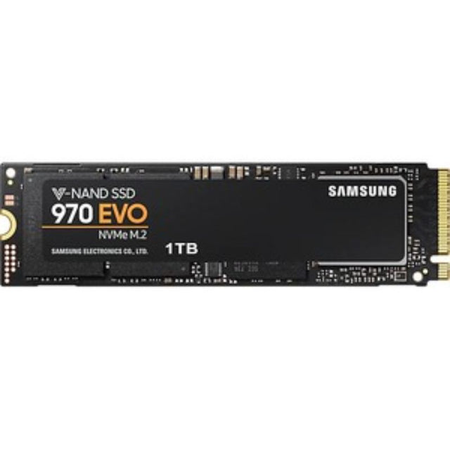 Samsung SSD 1TB MZ-V8V1T0BW with NVMe technology, 3500 MB/s read speed, 256-bit encryption, and M.2 form factor.