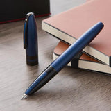 Sheaffer Icon Fine Fountain Pen Metallic Blue Black PVD Trim