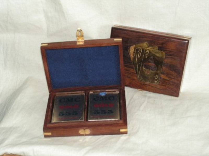 2 Sets Of Cards In Box - Indian Brass