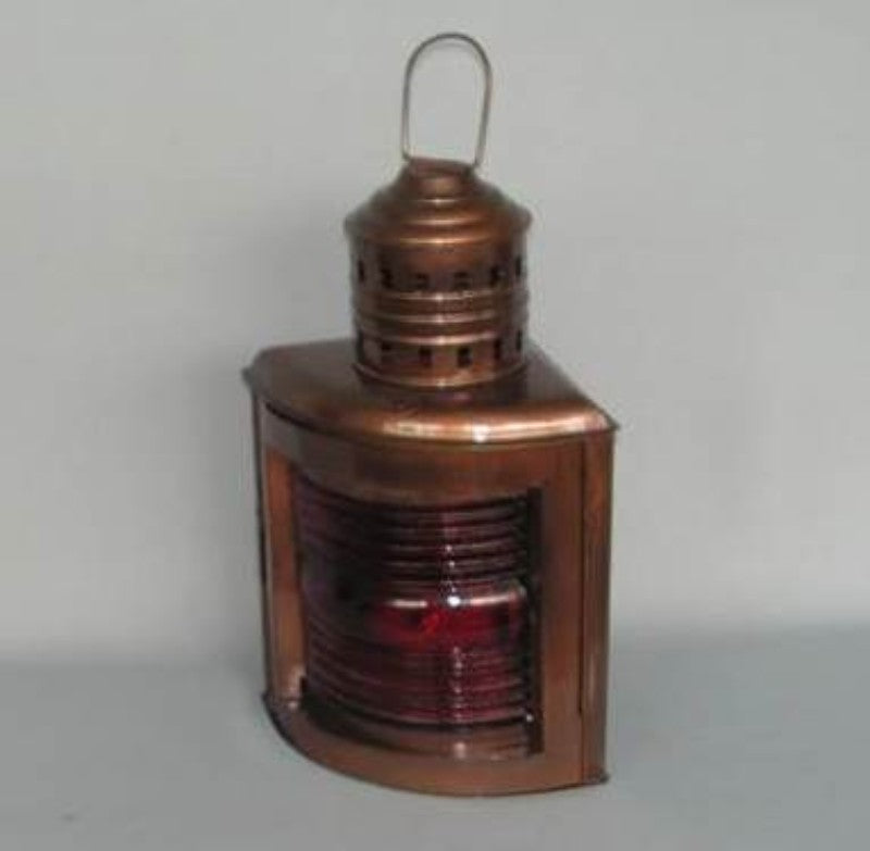 Ships Starboard Lamp Red Glass With Meths - Indian Brass