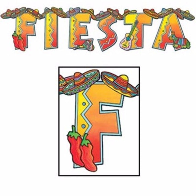 Colorful fiesta-shaped jointed banner measuring 20cm x 89cm, perfect for vibrant party decor and celebrations.