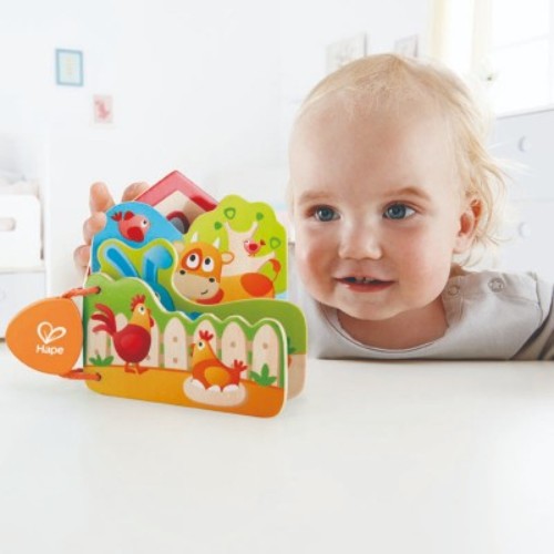 Hape  - Wooden Babys Farm Animal Book