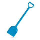 Bright blue Hape Sand Shovel designed for kids 18 months and up, perfect for beach and sandbox adventures.