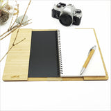 Bamboo Journal with Koiri Kiwi River Rimu veneer, FSC certified, 120 pages of 110gsm paper for eco-friendly journaling.