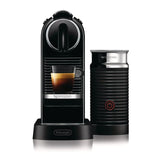 De'Longhi Nespresso Citiz & Milk in black, featuring a 19-bar pump, 1 oz water capacity, and compact dimensions.