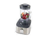 De'Longhi MultiPro Compact food processor with brushed metal design, 2.1L bowl, and Express Serve attachment for easy meal prep.