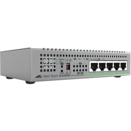 Allied Telesis CentreCOM GS910/5 Ethernet Switch with 5 ports, 2-layer support, eco-friendly design, and loop guard technology.