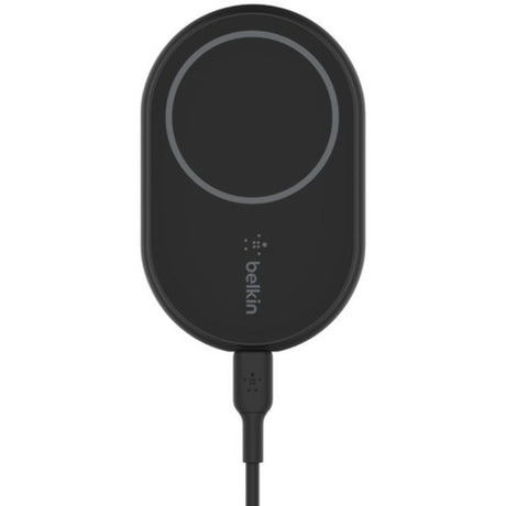 Belkin BOOST?CHARGE Auto Charger for fast 10W charging, magnetic alignment, and USB connectivity for iPhone 12 devices.