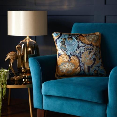 Laurence Llewelyn-Bowen -  Down the Dilly Ochre/Blue 43x43cm Cushion Cover