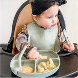 Silicone Bib With Spoon - Olive - All4Ella