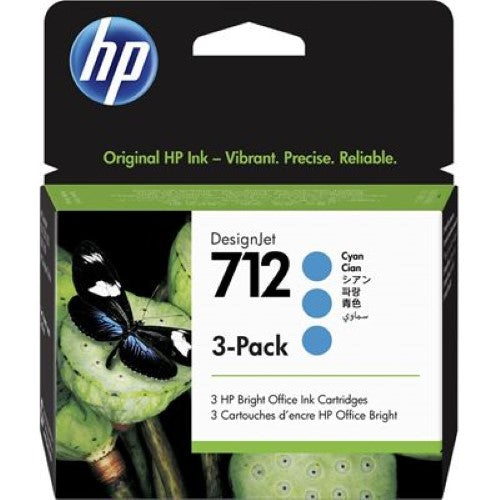 HP 712 3-pack 29-ml Cyan DesignJet Ink Cartridge (3ED77A)