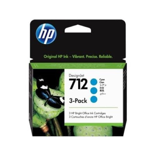 HP 712 3-pack 29-ml Cyan DesignJet Ink Cartridge (3ED77A)