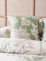 Lombok Duvet Cover Set by Savona featuring hand-drawn palm trees on a neutral background, perfect for a tropical bedroom retreat.