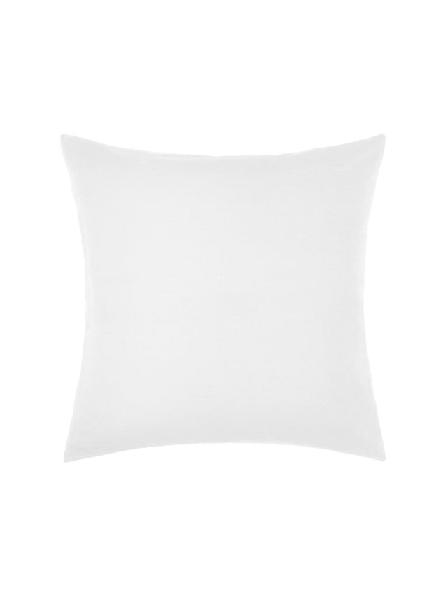 Nimes White European Pillowcase by Savona, featuring linen and cotton, vintage charm, and tied closures for stylish comfort.