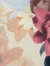 Queen Duvet Cover Set in Shakira Stone with floral design, 100% cotton sateen, includes duvet cover and two pillowcases.
