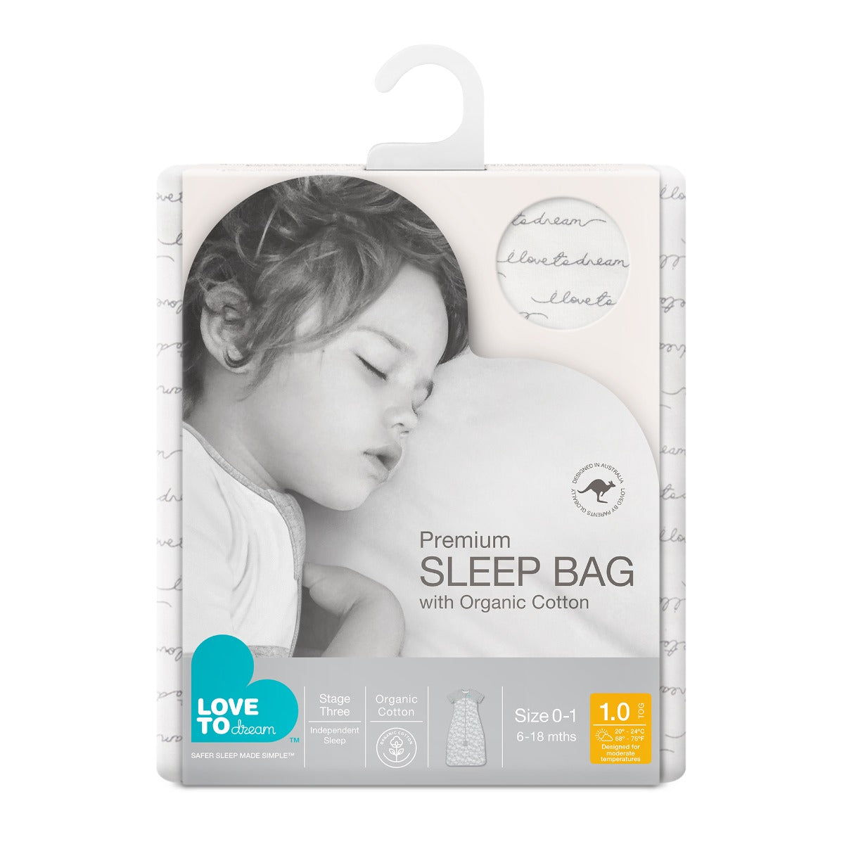 Love to DreamSleep Bag™ Organic 1.0 Tog - Dreamer - Small