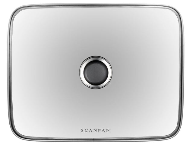 SCANPAN Classic Glass Roaster Lid, 35.5cm, with Bakelite knob and stainless steel rim for optimal cooking and moisture retention.