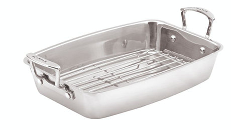 Scanpan 44cm roasting pan with rack, made of stainless steel, perfect for large turkeys and family meals, oven-safe up to 250°C.