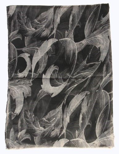 Scarf - Trailing Feather Reversable BLACK