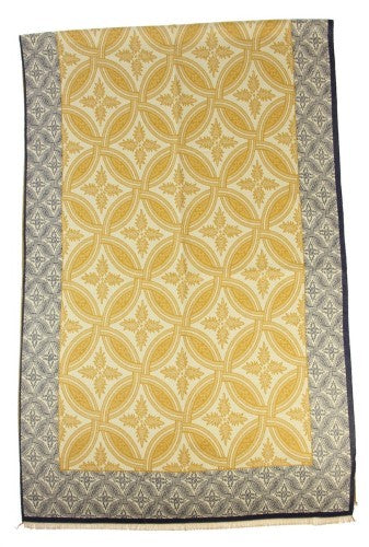 Scarf - Geometric Reversable Scarf MUSTARD-NAVY