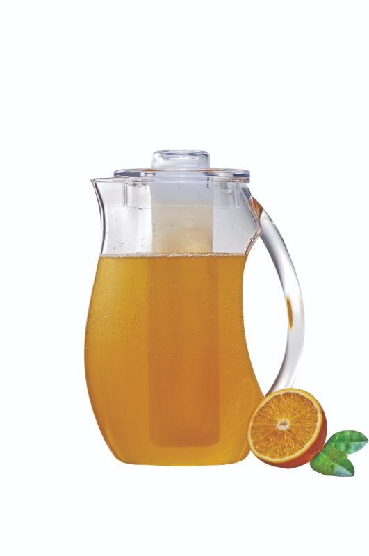 Serroni Unbreakable Pitcher on Ice with removable ice core for serving chilled beverages, made from durable BPA-free polycarbonate.