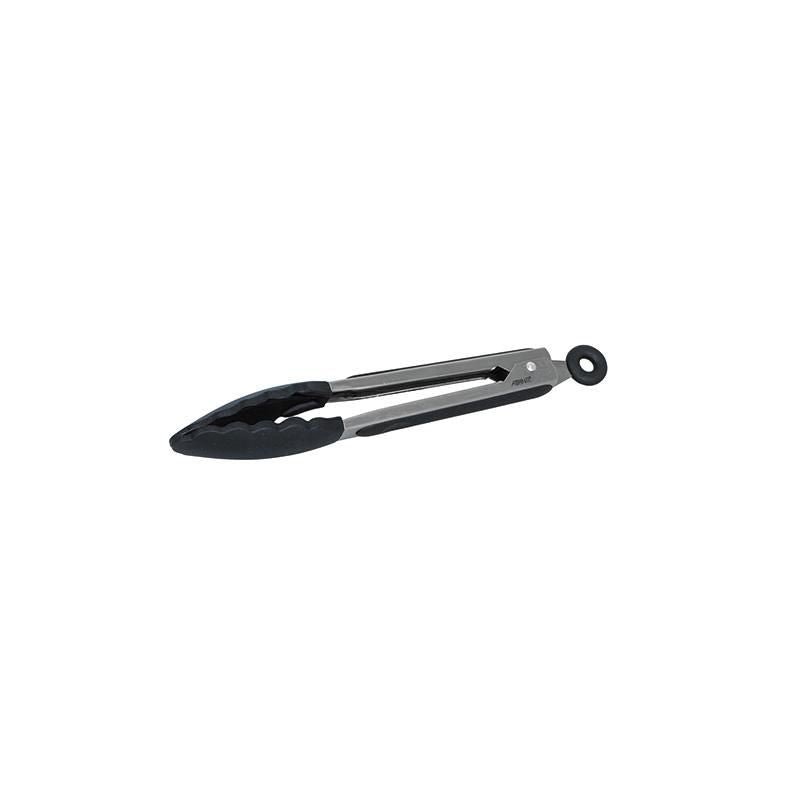 Avanti Silicone Tongs 23cm in black with heat-resistant silicone head, stainless steel handle, and dishwasher safe design.