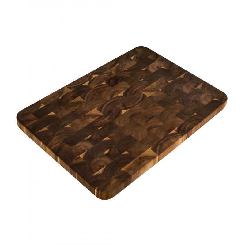 Peer Sorensen End Grain Chopping Board, 51x36x3cm, made of unique acacia wood with inset handles for easy transport.