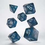 Q Workshop - Llama Glittering Dark Blue And White Dice Set 7