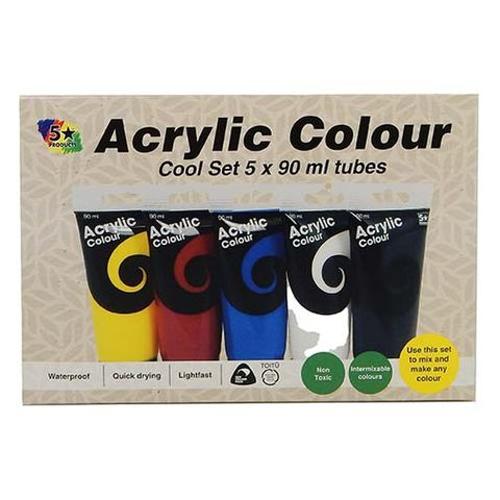 Acrylic Colour Cool Set 5 X 90 Ml Tubes