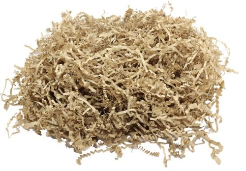 Eco-friendly shredded kraft paper in crinkle finish, ideal for gift wrapping, cushioning, and crafting projects (1kg).