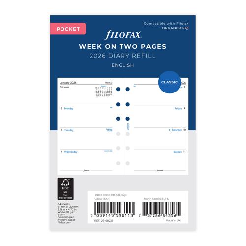 Filofax Refill Classic WTV Pocket 2026